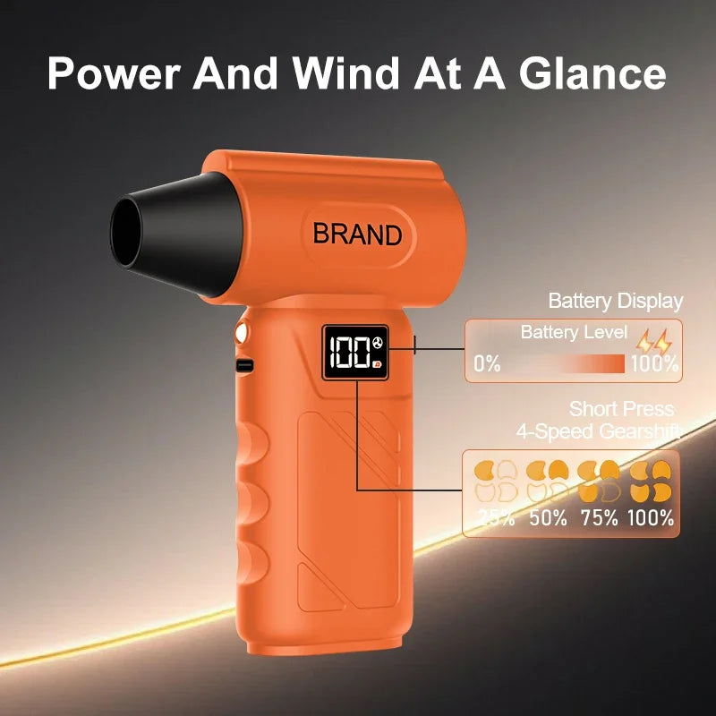 580000RPM Mini Air Blower 5 Gear Adjustable Turbo Jet Fan Electric Air Duster With Led Lighting Battery Display
