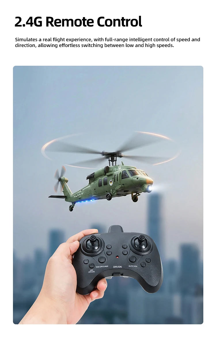 Remote Control Single Rotor Military Helicopter With Optical Flow Positioning