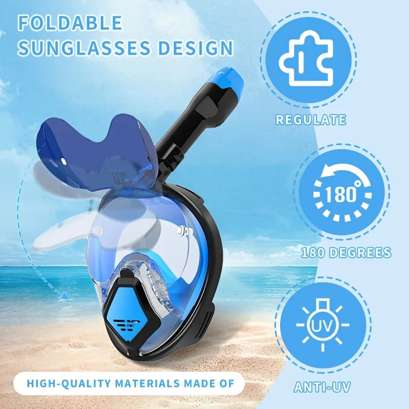 Snorkeling Mask For High-definition Anti Fog Foldable Swimming Fully Dry Myopia Diving Goggles
