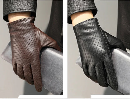 Autumn Men style Business Sheepskin Leather Gloves Winter Full Finger Touch Screen Black Gloves Riding Motorcycle Gloves