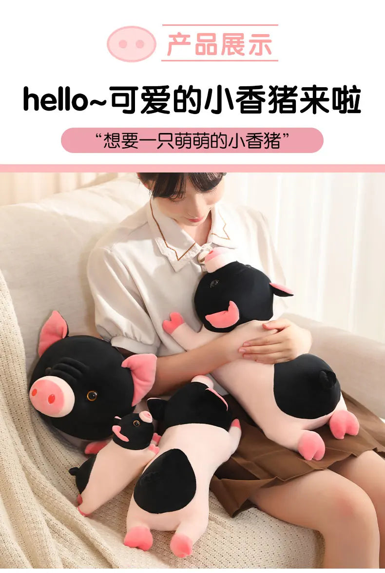 Cute Miniature Pig Plush Stuffed Animal Lying Down Pillow