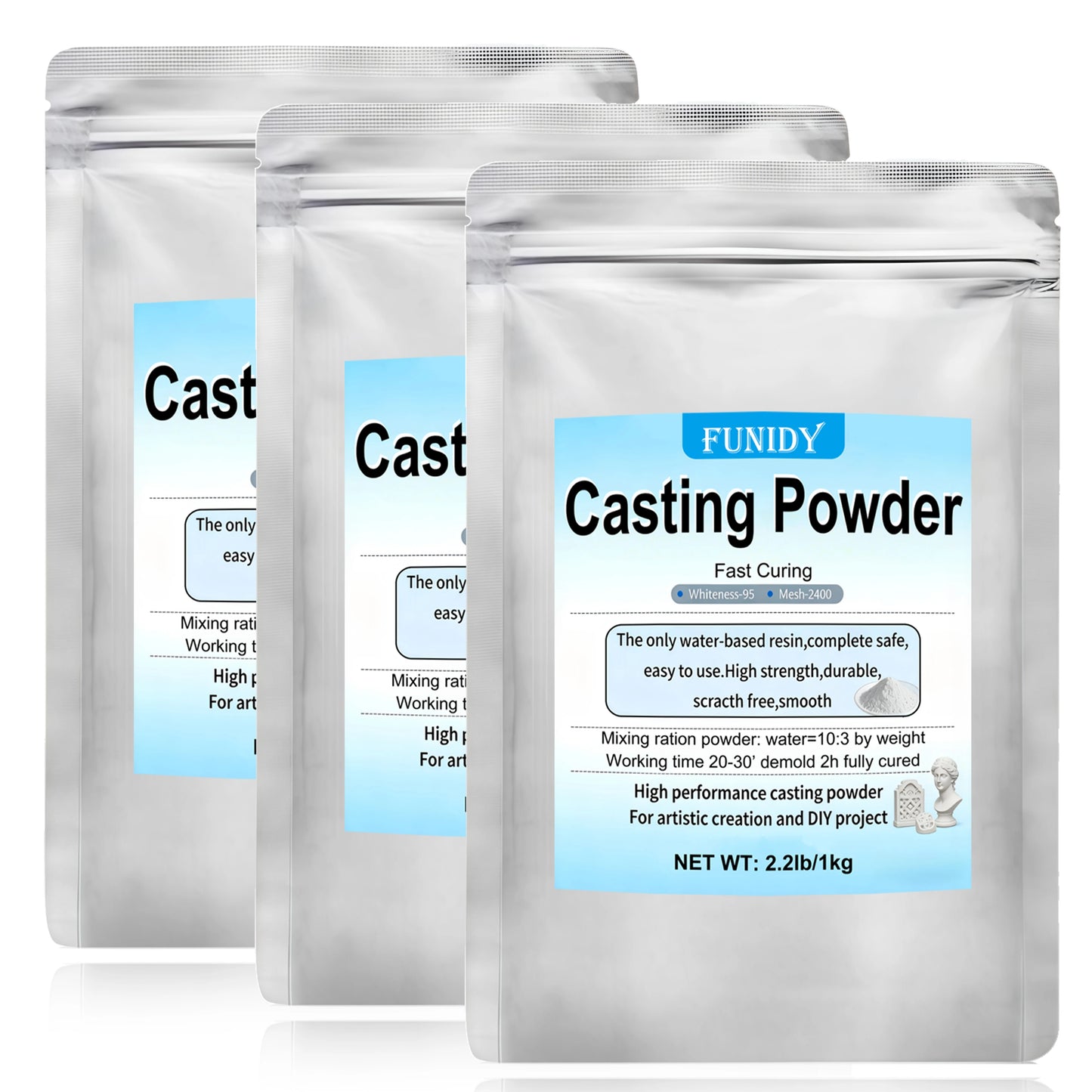 Resin Casting Powder 1000g/2000g/3000g – Fast Demold 20–30 Min, Self-Leveling Plaster for Craft Casting