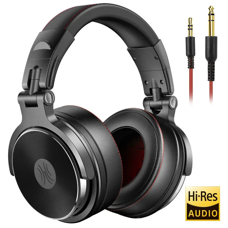 Wired HiFi Headphones Professional Studio DJ Headphones With Mic Over Ear Hi-Res Headset Monitoring For AMP Guitar Phone