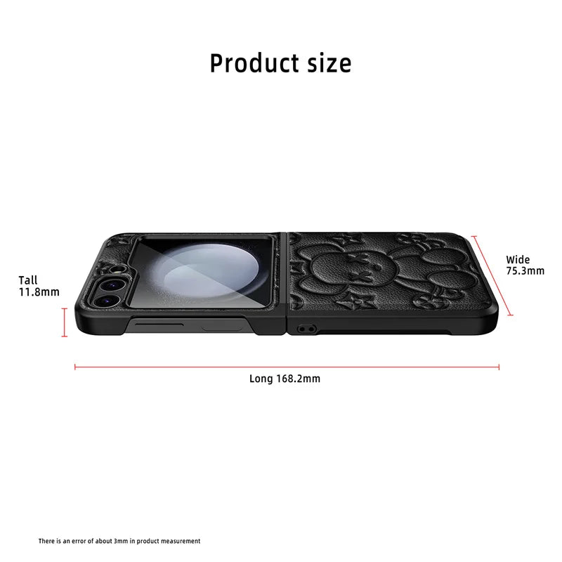 Cute Bear Folding Screen Phone Case For Samsung Z Flip 3 4 5 Folding Hinge Center Axis Case Film Integrated Phone Case