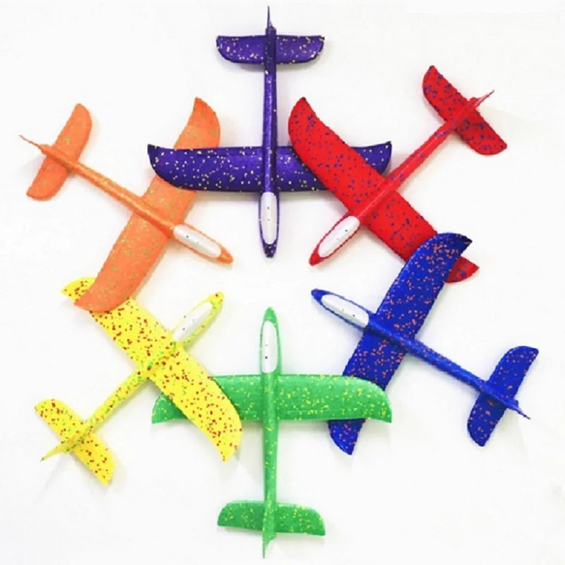 48cm LED DIY Kids Toys Hand Throw Flying Glider Planes Foam Aeroplan Model Party Bag Fillers Flying Glider Plane Toys Kids Game