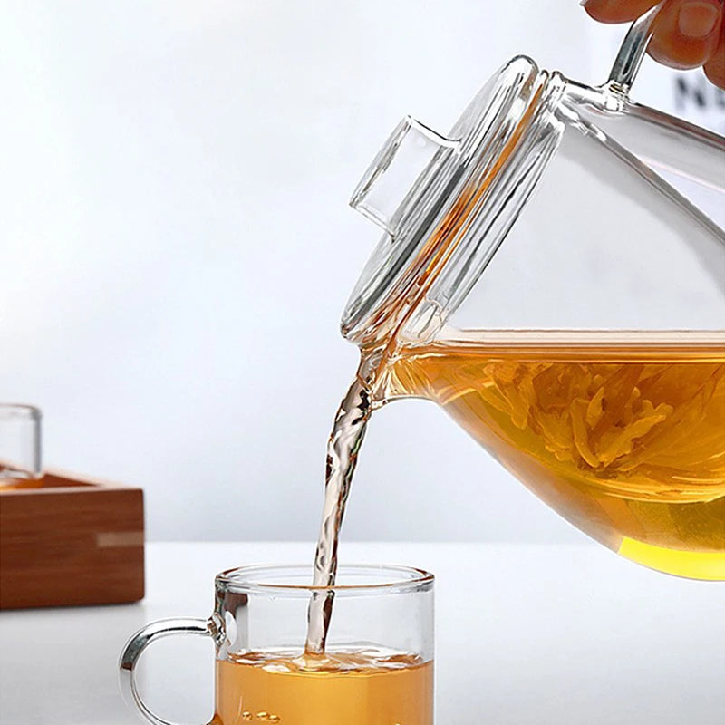 480/650ml Heat-Resistant Teapot With Glass Tea Strainer Infuser Flower Kettle Kung Fu Teawear Set Puer Oolong Pot Teaware