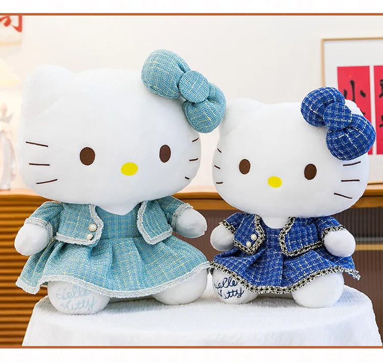 Sanrio Kawaii Hello Kitty Stuffed Doll Cute Princess Style KT Cat Plush Toy Anime Cartoon Kitten Doll for Kids Birthday Gift