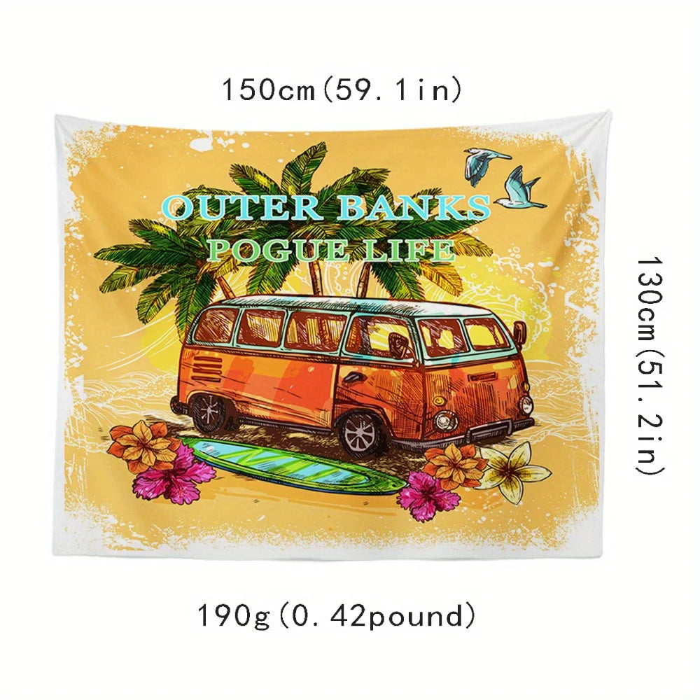 American Retro Beach Tapestry Bohemian Style Living Room Sofa Background Wall Vacation Style Room Decoration