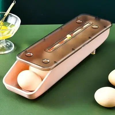 Automatic Rolling Egg Storage Box – Plastic Refrigerator Egg Holder Tray Kitchen Storage Container