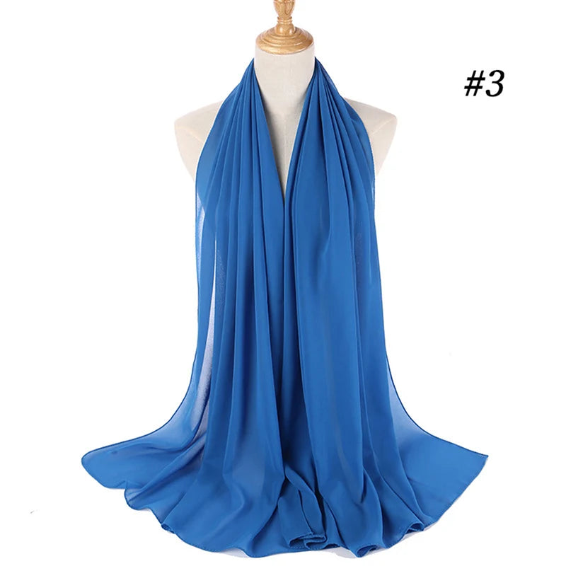 Muslim Chiffon Hijab Women Bubble Chiffon Scarf For Women Ladies Veil Muslim Islam Solid Color Malaysia Wrap Scarves