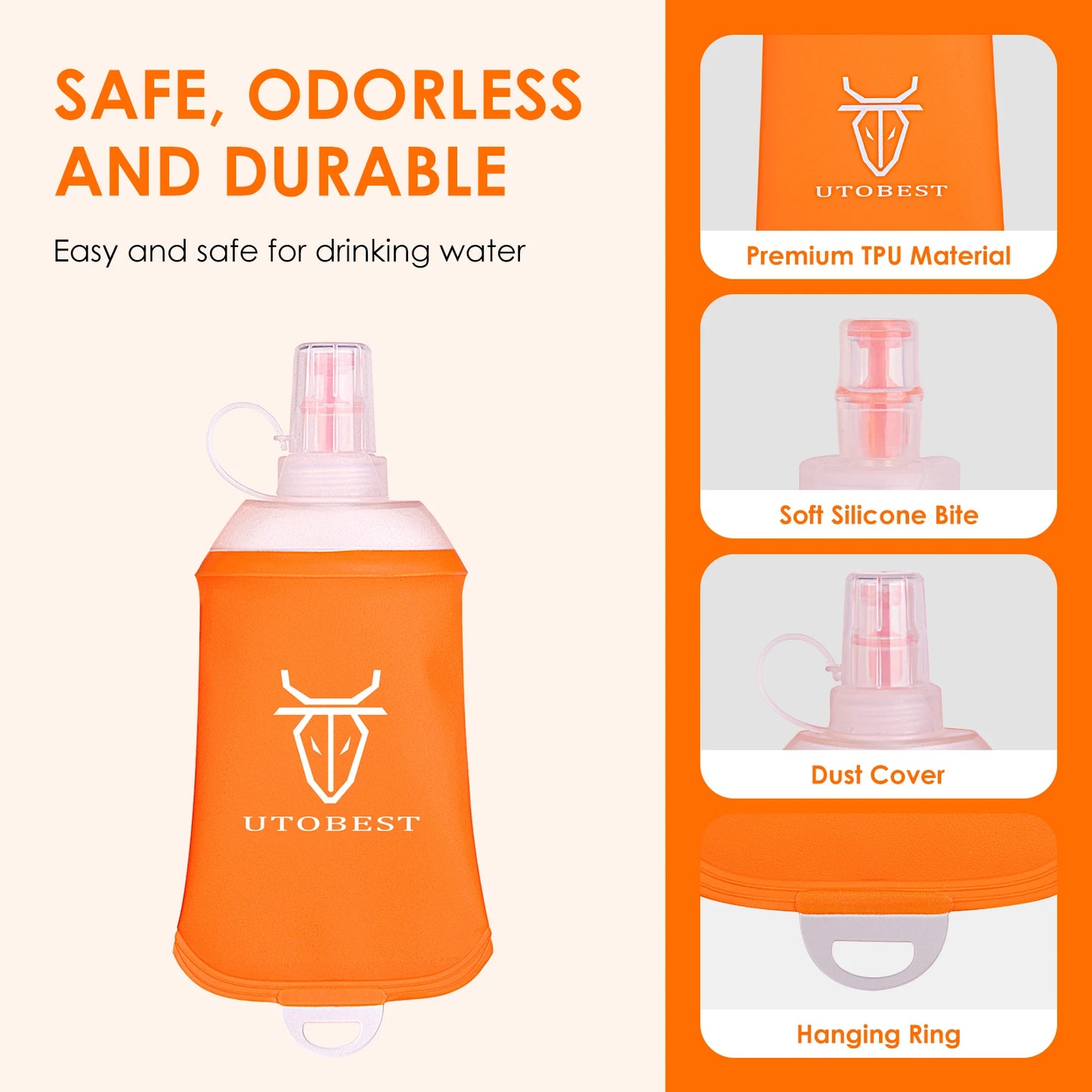 150ml 200ml 250ml Soft Flask Foldable Silicone Water Bottle TPU Running Kettle for Hydration Pack Bag Vest