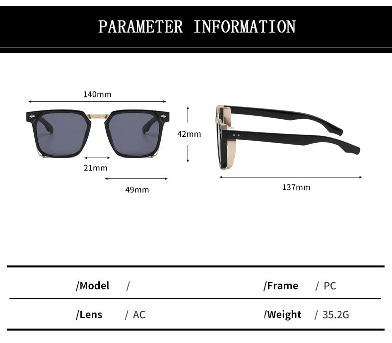 Vintage Square Punk Sunglasses With UV400 Protection