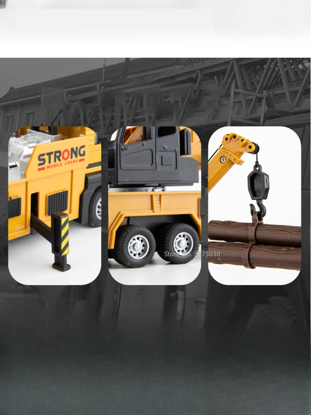 1/32 Crane Truck Alloy Car Model Diecast Metal Toy Simulation Engineering Vehicles with Sound and Light Model