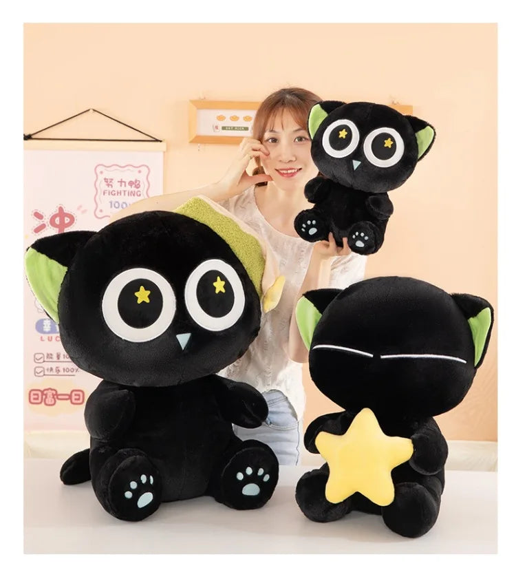 Kawaii Black Cat Plush Stuffed Doll Cloud Pillow Toy