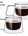 200ml Double Wall Glass Coffee Mug Heat-resistant Espresso Cup Thermo Insulated Cup For Latte Cappuccino Tea Drinkware Set