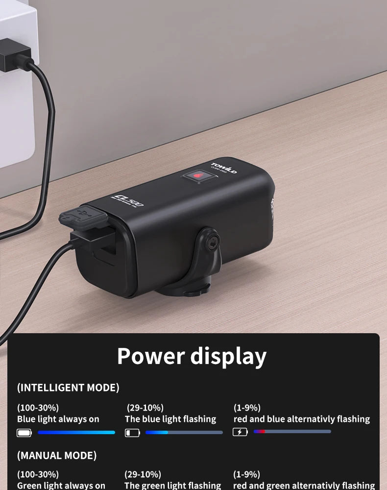 Bicycle Light For Brompton Light Type-C Rechargeable Brompton Headlight 800LM IPX6 Waterproof 1100mAh Bike Accessories