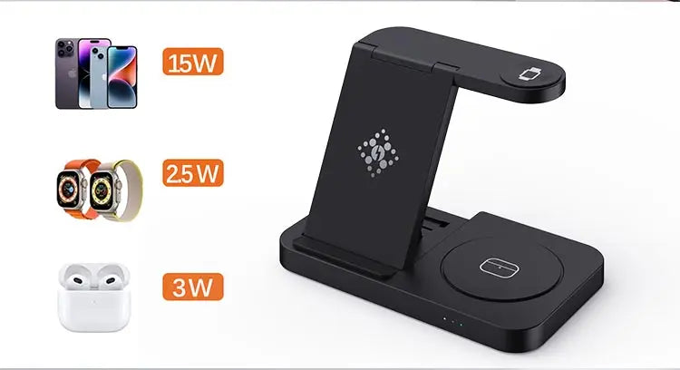 4 in 1 Foldable Wireless Charging Station For iPhone 16 15 14 13 12 Apple Watch 7/6 For Samsung Galaxy Watch Chargers 4/3