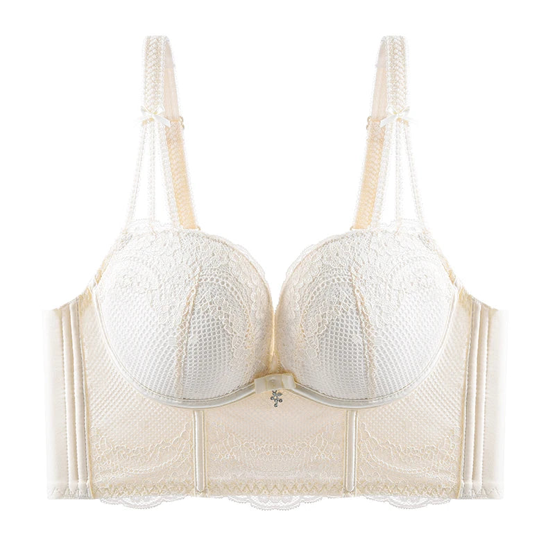 Women’s Low-Cut Lace Push-Up Bralette – Adjustable Straps, Fashionable Lingerie