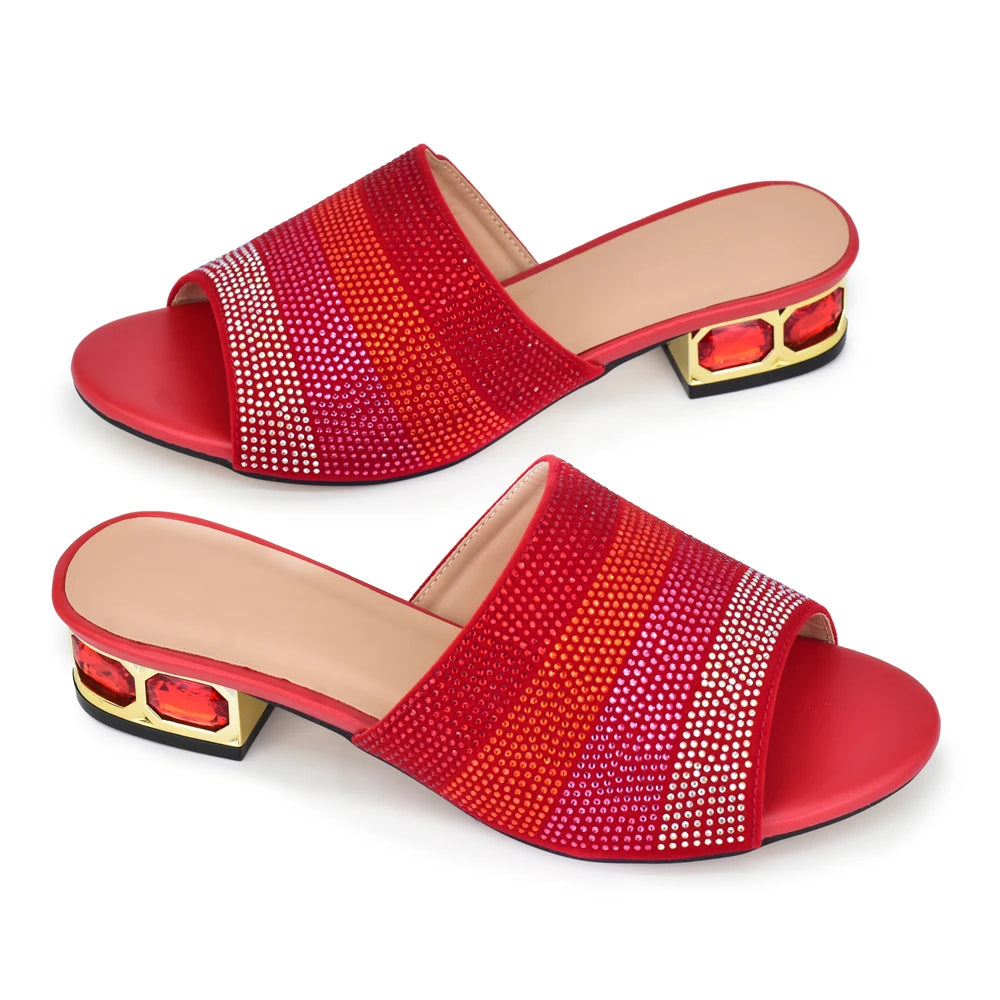 Wedding Shoes for Bride Party Shoes and Slippers Decorated with Rhinestone Nigerian Women Party Pumps
