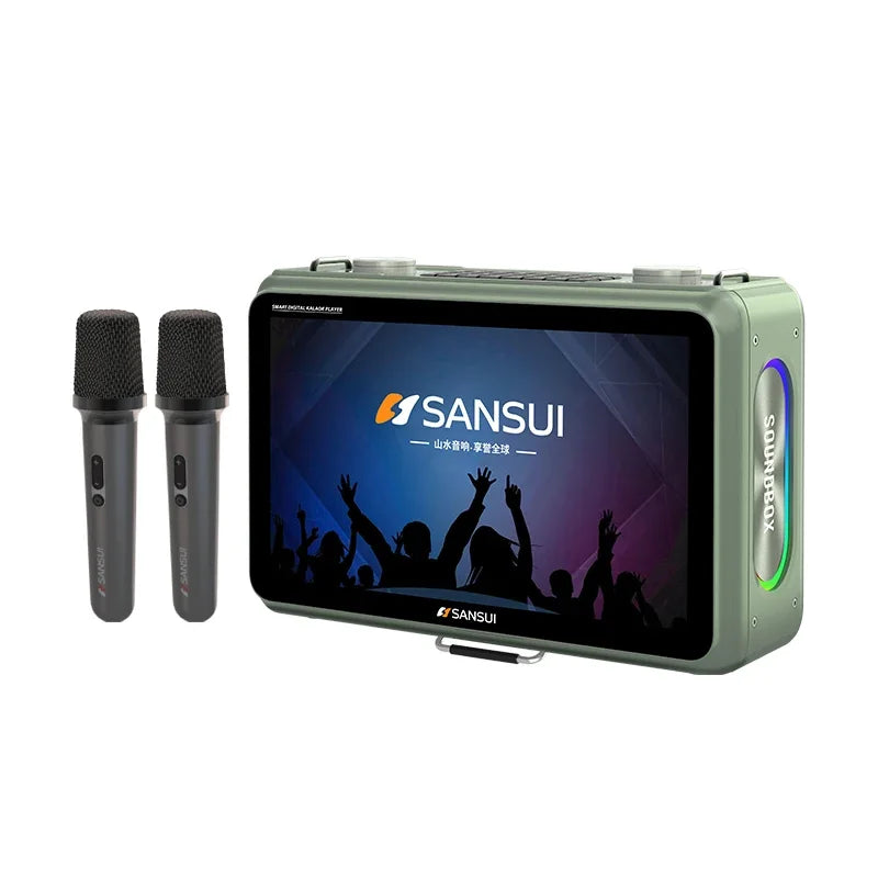 SANSUI K116 80W high-power Bluetooth speaker 14.1-inch high-definition touch screen video karaoke speaker with dual microphones