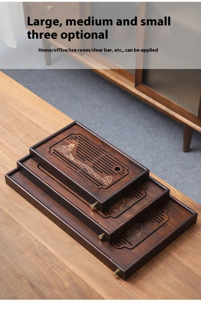 Jiangshan Tea Tray Household Small Drain Tea Table Bamboo Tea Tray Kung Fu Tea Set Accessories Tea Sea Dry Brewing Table