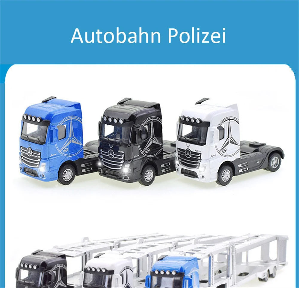 1:50 Diecast Alloy Truck Head Model Toy Container Truck Pull Back With Light Engineering Transport Vehicle Boy