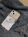 Luxury Glossy Pearl Lanyard Mini Bag For iPhone 14 13 Pro Max TPU Korea Lady Lens Protection Anti-Drop Soft Cover