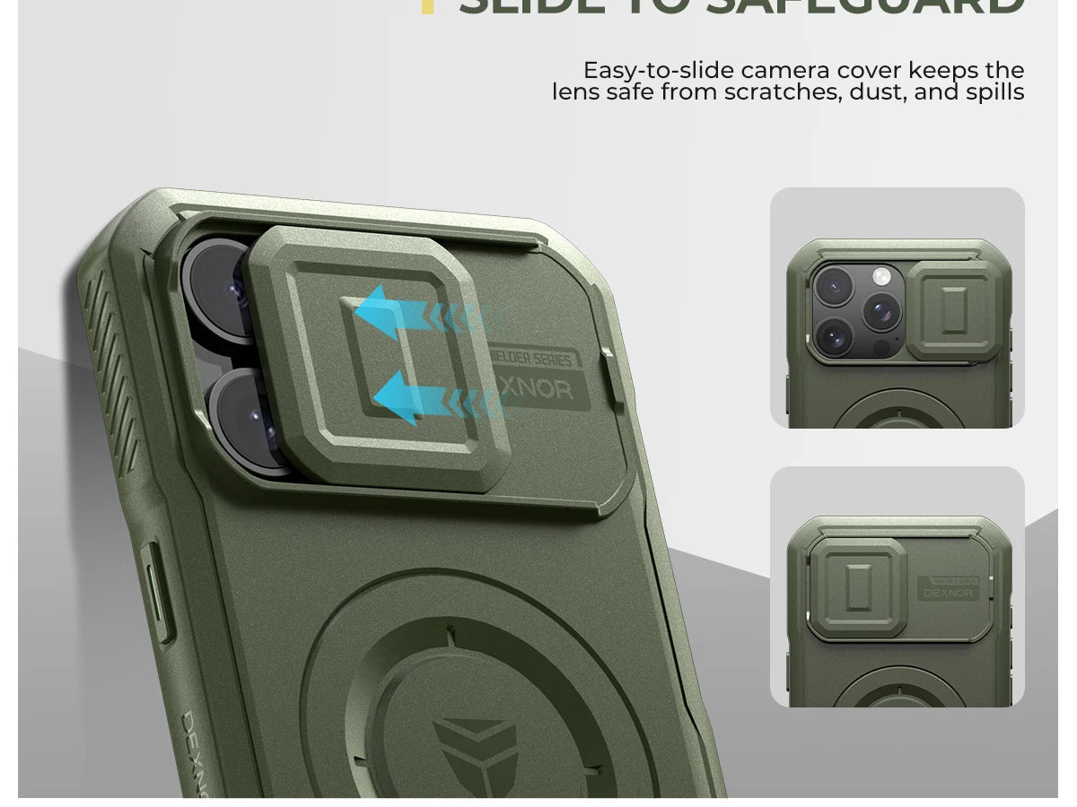 For iPhone 16 Pro Max  Case with Slide Camera Cover & Adjustable Kickstand Rugged Shockproof Protective Heavy-Duty Bumper Cases