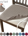 4pcs/set Stretch Dining Chair Seat Covers Jacquard Elastic Upholstered Chairs Cushion Slipcover Anti-Dirty Protector Removable