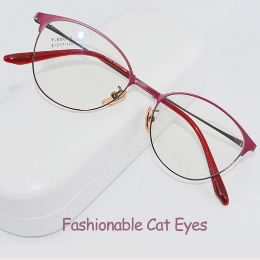 Retro Cat Eye Butterfly Eyewear Ultra Light Alloy Spectacle Optical Prescription Glasses Frames