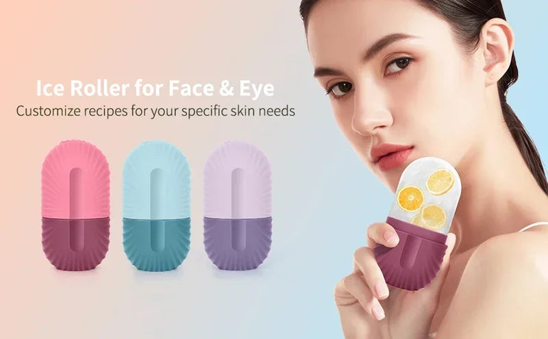 Ice Face Roller Cube Beauty Massage Silicone Mold For Eye Puffiness Facial Roller Shrink Pores