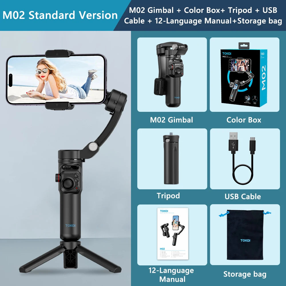 3-Axis Handheld Gimbal Stabilizer for Smartphone with Wireless Remote for iPhone Android Phone Face Tracking Tiktok Vlog