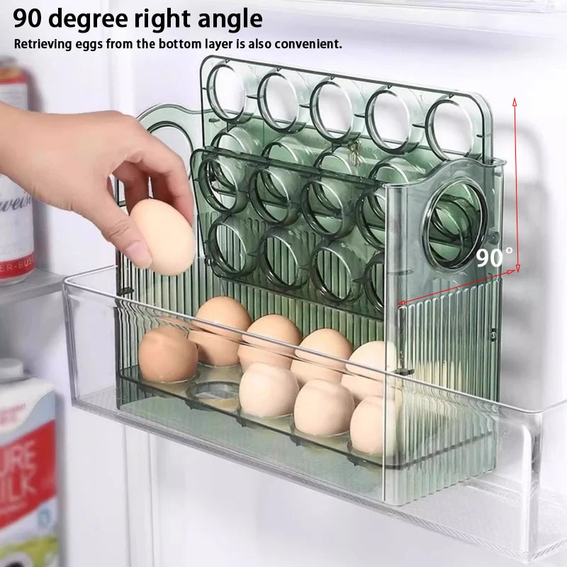 Self-Rolling Egg Dispenser – 2-Layer Clear Egg Storage Bin for Fridge Door