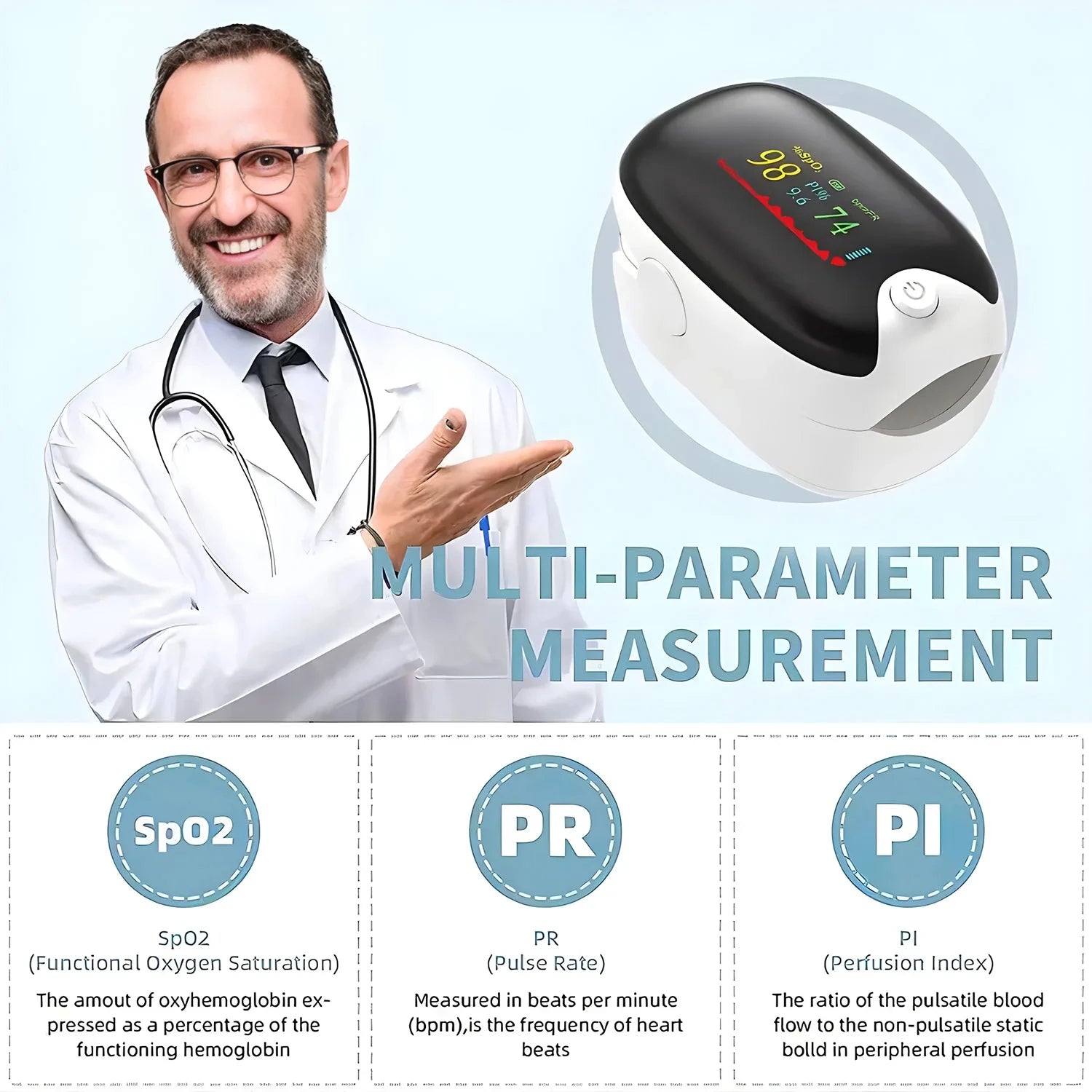 Finger Clip Heart Rate Meter Measure Finger Oximetry PI Value Monitor Pulse Black Gem Oximeter Heart Rate Monitor Portable