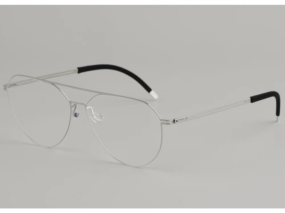 Oversized Pilot Titanium Double Bridge Screwless Eyeglasses Frame