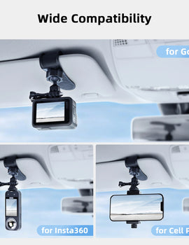 Car Sun Visor Camera Mount with Phone Clip for Cell Phone for GoPro Hero 12 11 10 9 8 for Insta360 X3 One X2 Accessories