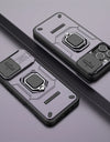 For iPhone 16 Pro Max Case Lens Protection Sliding window Cover For iPhone 16 Pro Max Cover Armor Shockproof Silicone Ring Stand