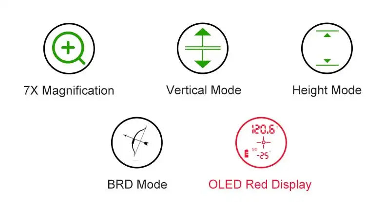 OLED Red Display 1200Yard / 2000Yard Laser Rangefinder with 7X Magnification