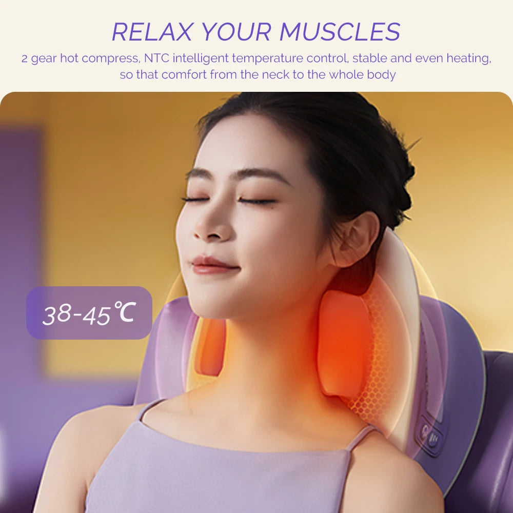 Neck Cervical Massage Pillow Rechargeable 6D Ergonomic Neck and Shoulder Massager Knead Waist Leg Trapezius Massage