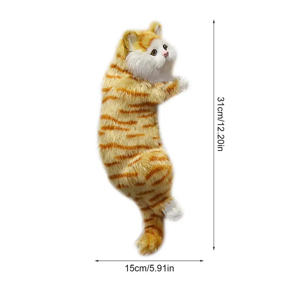 Simulation cat plush Doll Realistic Cute Cat Furry Hanging Ornaments Car Decoration Stuffed Animals Sculptures creative gift
