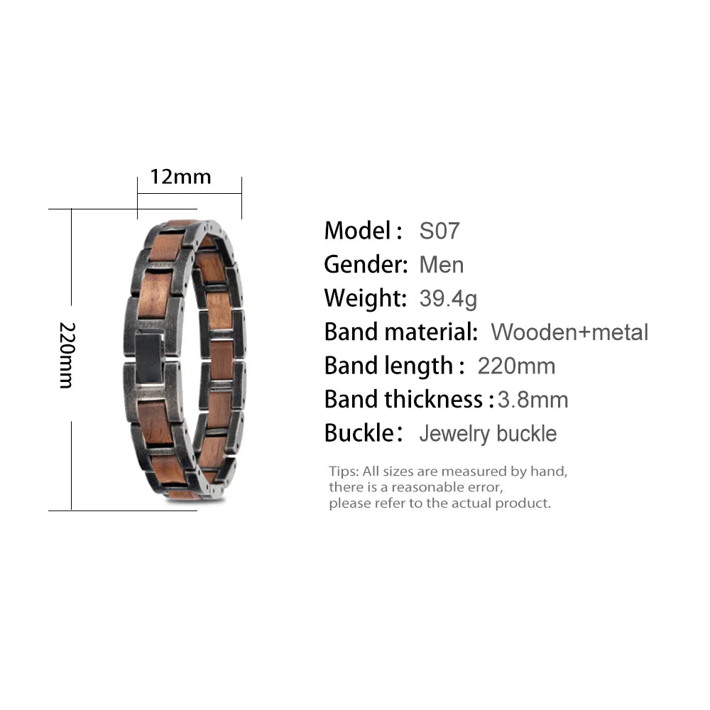 Bracelet Metal Stainless Steel Wood Strap Jewelry Ladies