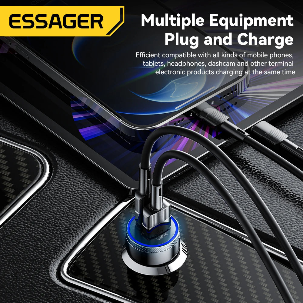 54W USB-C + USB-A Fast Car Charger (PD 3.0 + QC 3.0)