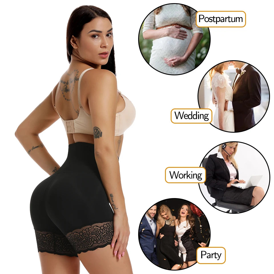 Women Body Shaper High Waist Shorts Lace Knickers Tummy Control Panties Slimming Underwear Shaping Boyshorts Shapewear