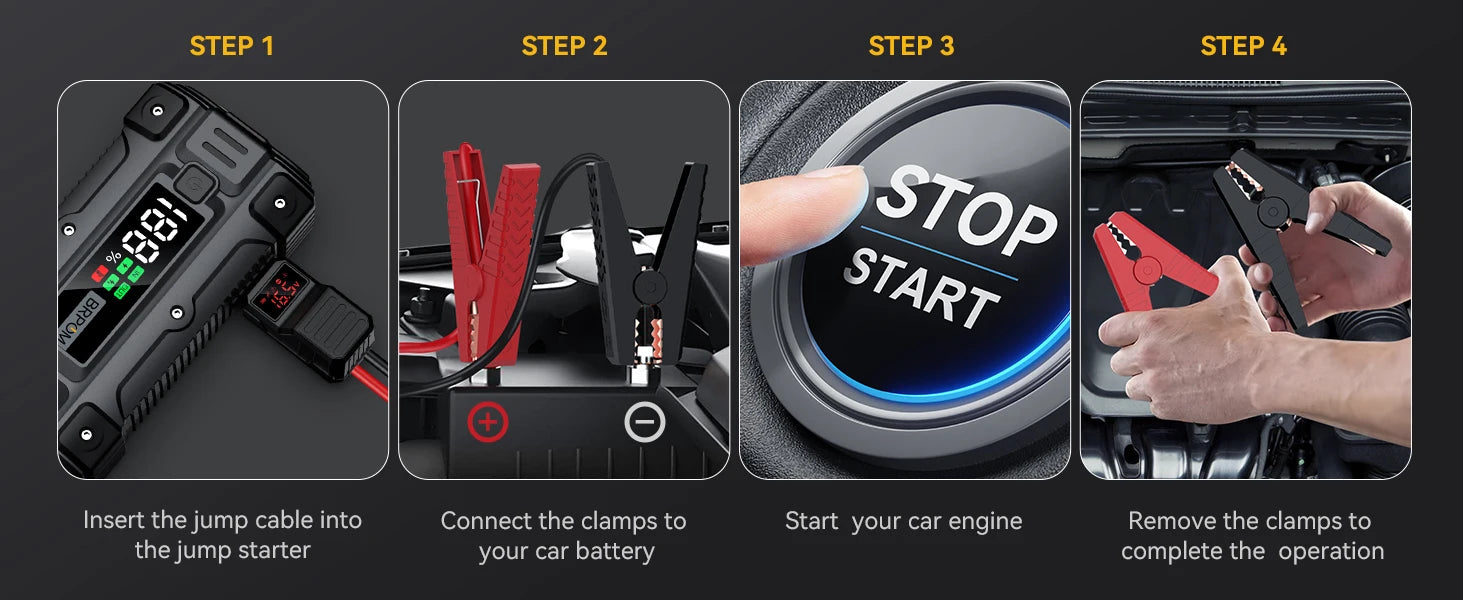 Power Bank 4000A/5000A 12V Car Battery Jump Starter Portable Charger Car Booster Starting Device Petrol Diesel Emergency Booster