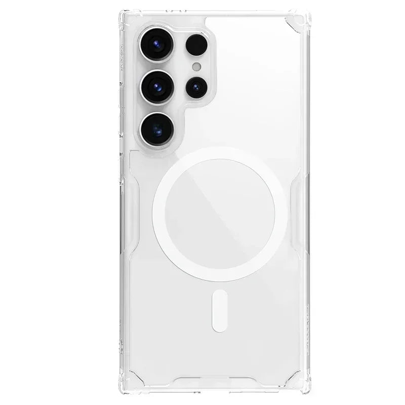 Nature Pro Magnetic Transparent Case for Samsung Galaxy S26 Ultra / S26 Plus / S25 Ultra / S24 Ultra – PC + TPU Frame Protective Cover