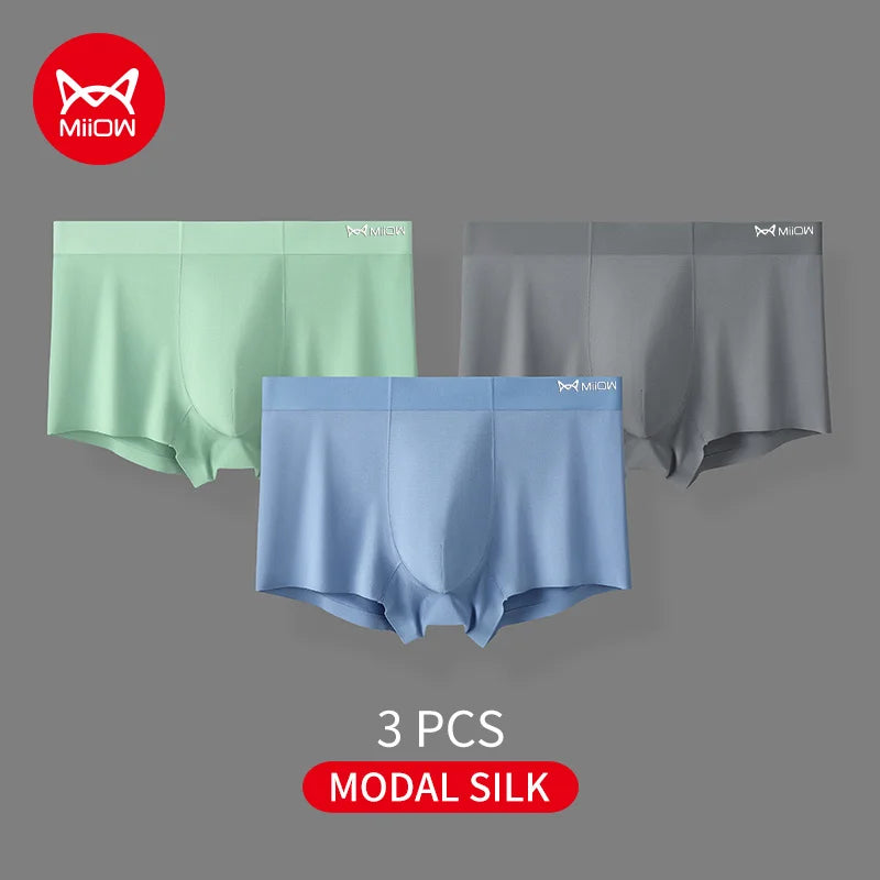 3-Pack Men’s Modal Boxer Shorts – 80 Count, Seamless Silk Crotch