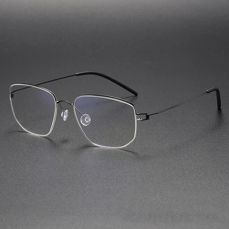 Irregular Polygon Titanium Screwless Eyeglasses Frame