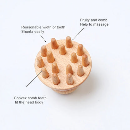 Portable Wood Mushroom Therapy Massager Tool Head Massage Comb Full Body Wood Massager for Pain Relief with Up Down Point