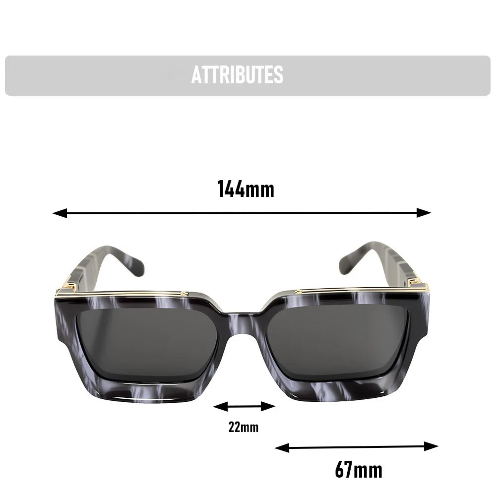 Vintage Square Thick Frame Sunglasses With UV400 Protection