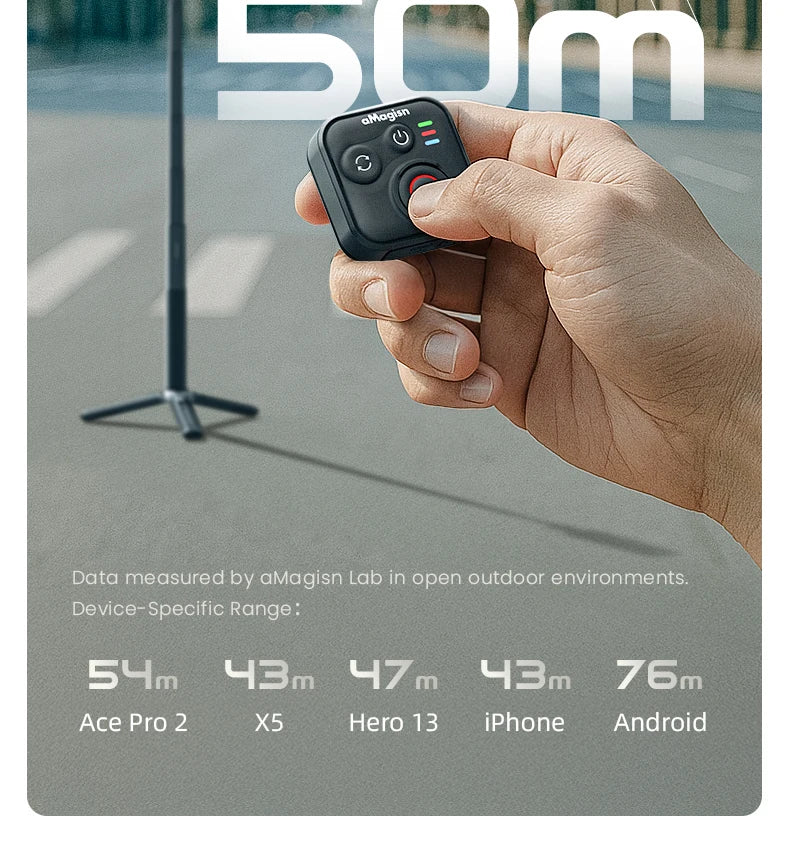Wireless Bluetooth Remote Control with Wrist Strap for Action Cameras and Smartphones